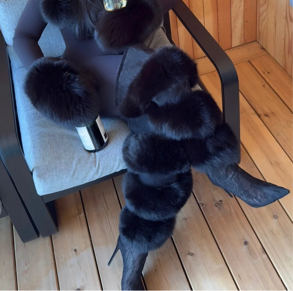 Spoken Dreams: Cross Furry Alligator High Heel Boots