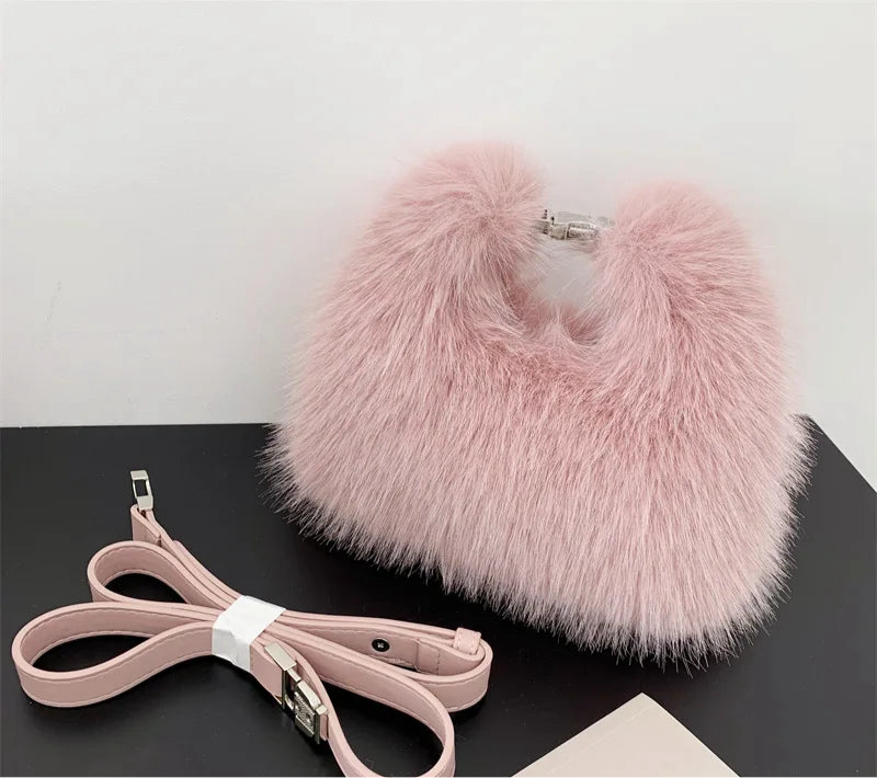 Spoken Dreams: Soft Plush Hobos Shoulder Bags Winter Fur