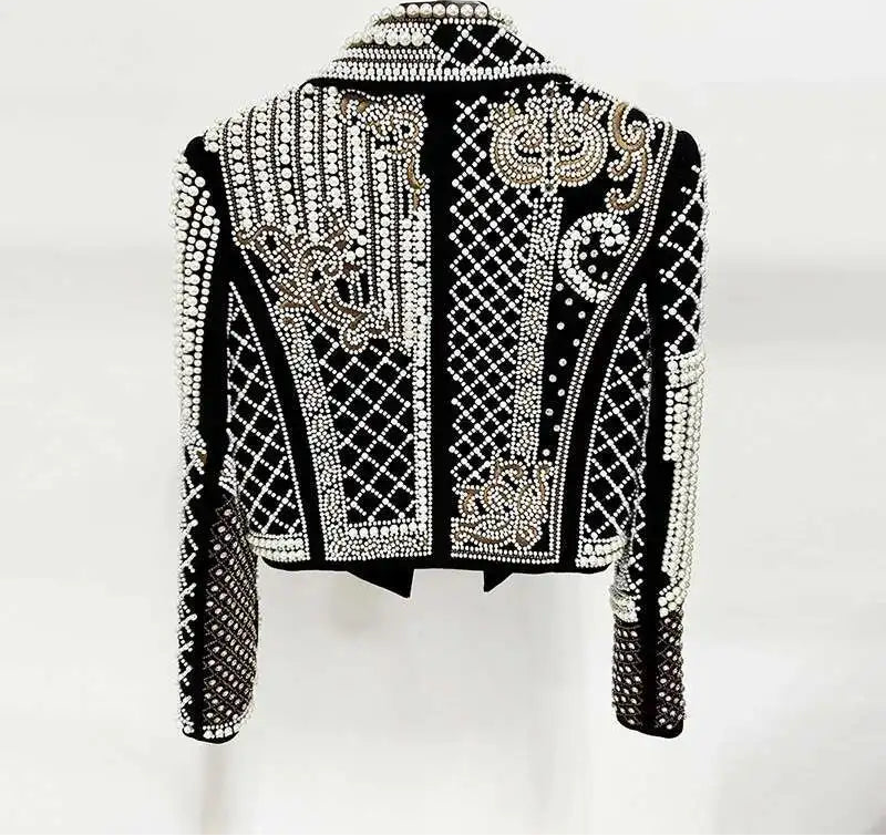 Spoken Dreams: Embroidery Diamond Short Lapel Long Sleeves Jackets