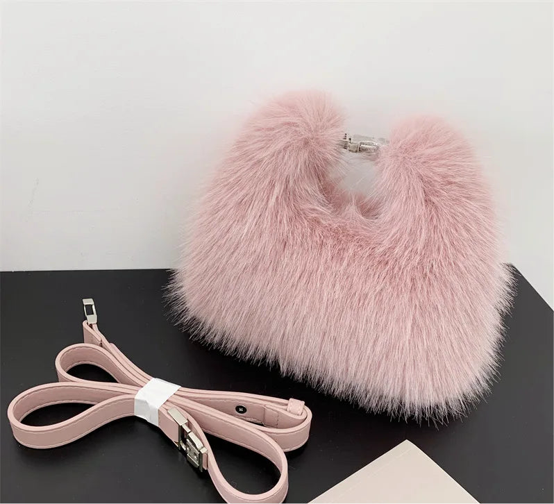 Spoken Dreams: Soft Plush Hobos Shoulder Bags Winter Fur
