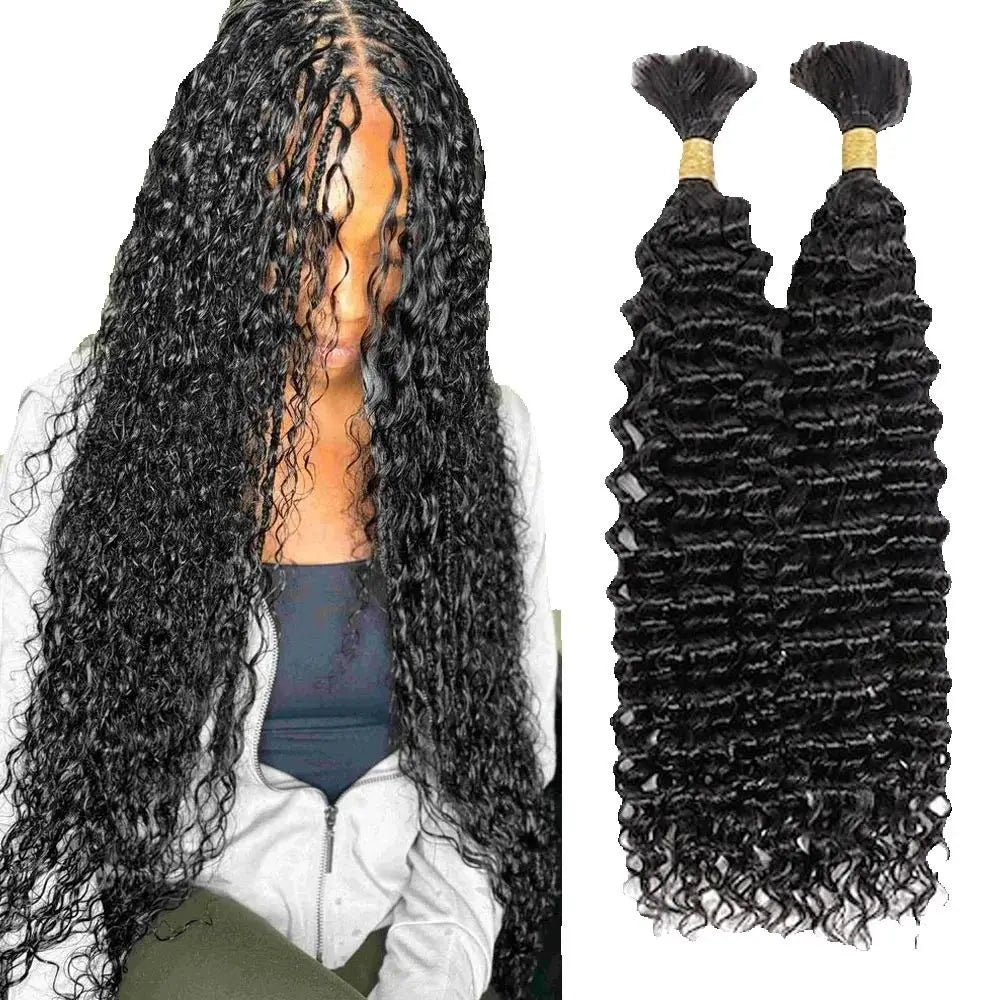 Human Braiding Hair for Boho Braids Bulk Human Hair Deep Wave For Braiding Deep Curly No Weft Brazilian Remy Hair Extensions