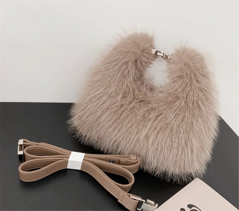 Spoken Dreams: Soft Plush Hobos Shoulder Bags Winter Fur