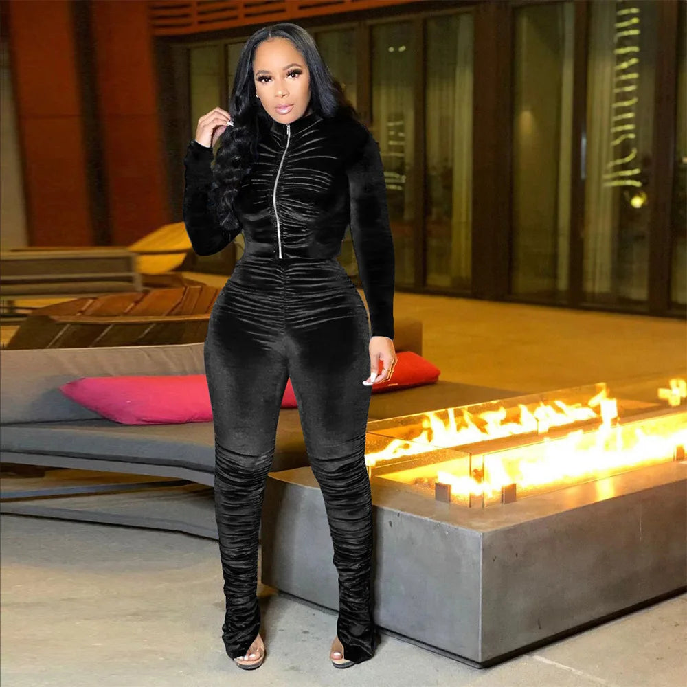 Spoken Dreams: Women’s New Fall Active Velvet Sweatsuit