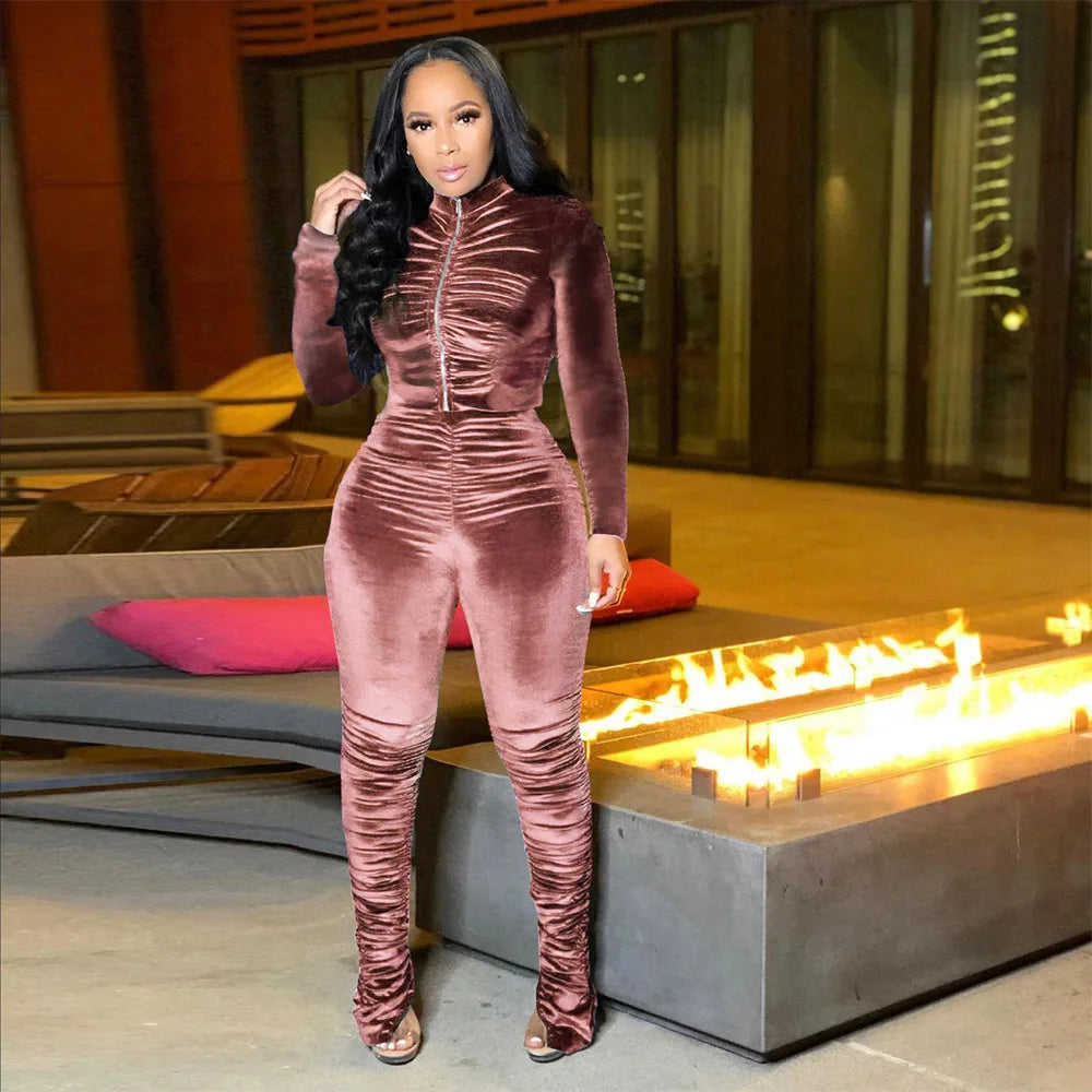 Spoken Dreams: Women’s New Fall Active Velvet Sweatsuit
