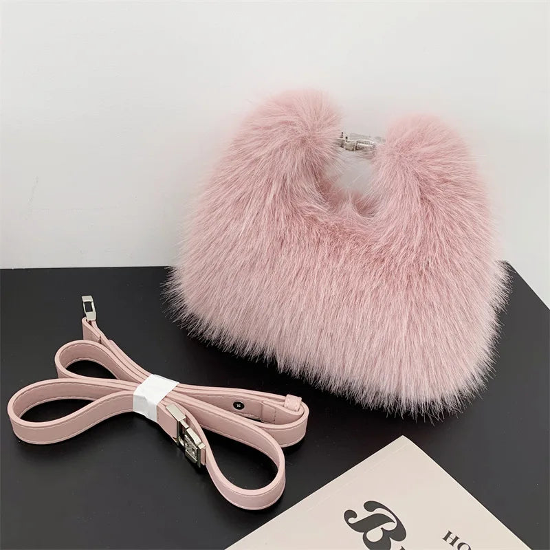 Spoken Dreams: Soft Plush Hobos Shoulder Bags Winter Fur
