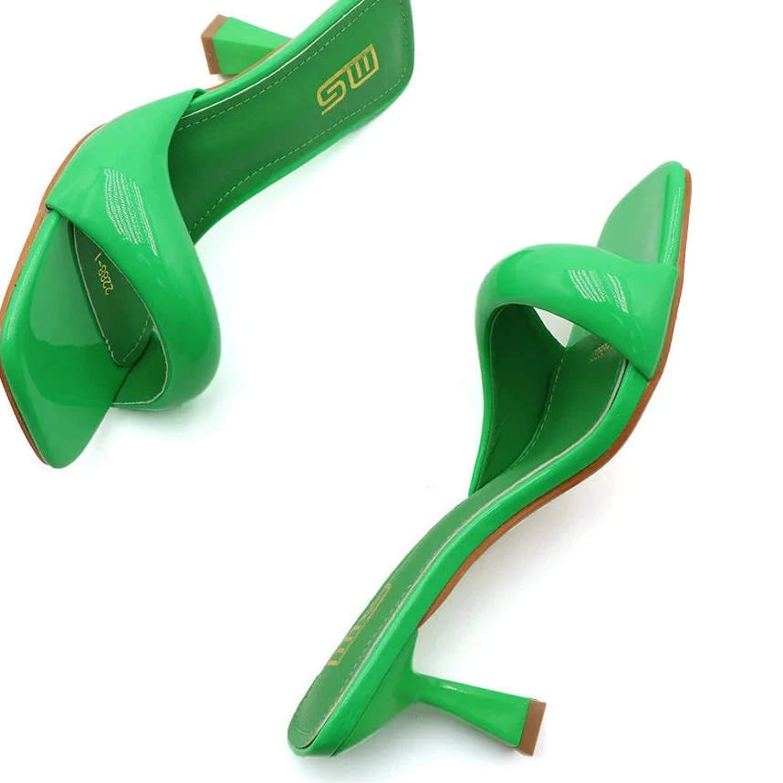 Women Open Toe Slingback Sandals Female Pumps Square Toe Summer Simple Designer Heeled Sandals
