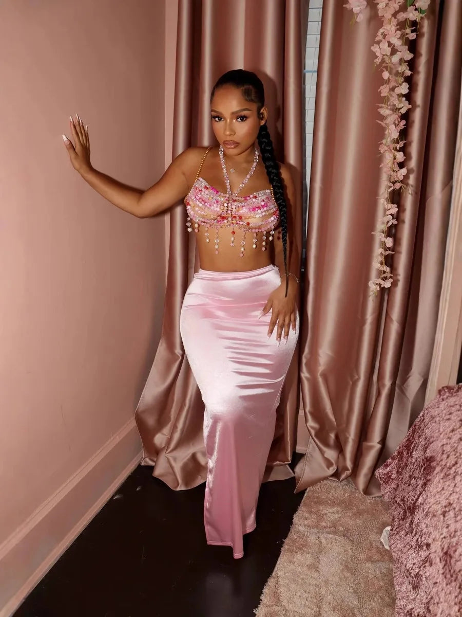 Vintage Women Satin Bodycon Long Pencil Maxi Long Skirt 2025
