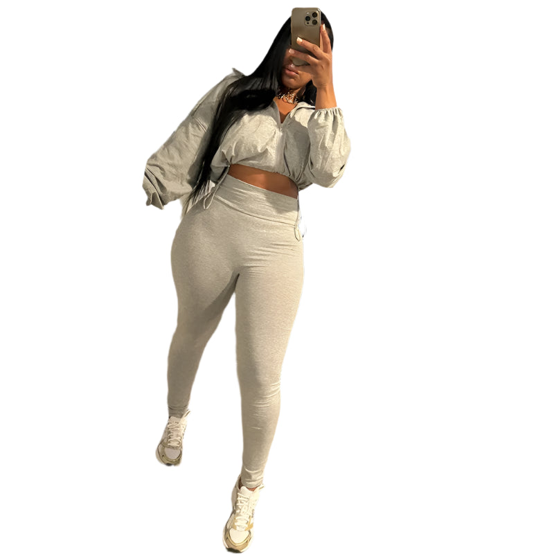 Women 2 Piece Set Casual Tracksuit Zipper Thin Drawstring Jacket+Leggings Matching Streetwear Sporty Suit