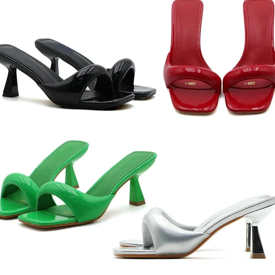 Women Open Toe Slingback Sandals Female Pumps Square Toe Summer Simple Designer Heeled Sandals