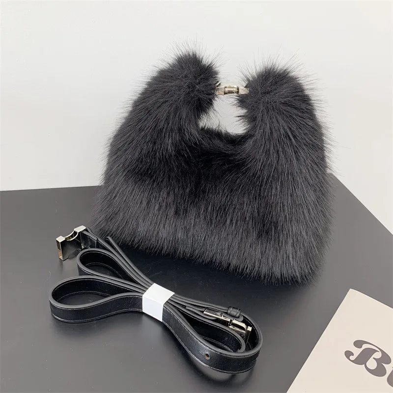 Spoken Dreams: Soft Plush Hobos Shoulder Bags Winter Fur