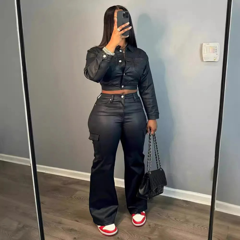 Spoken Dreams: Leather Casual Two Piece Set