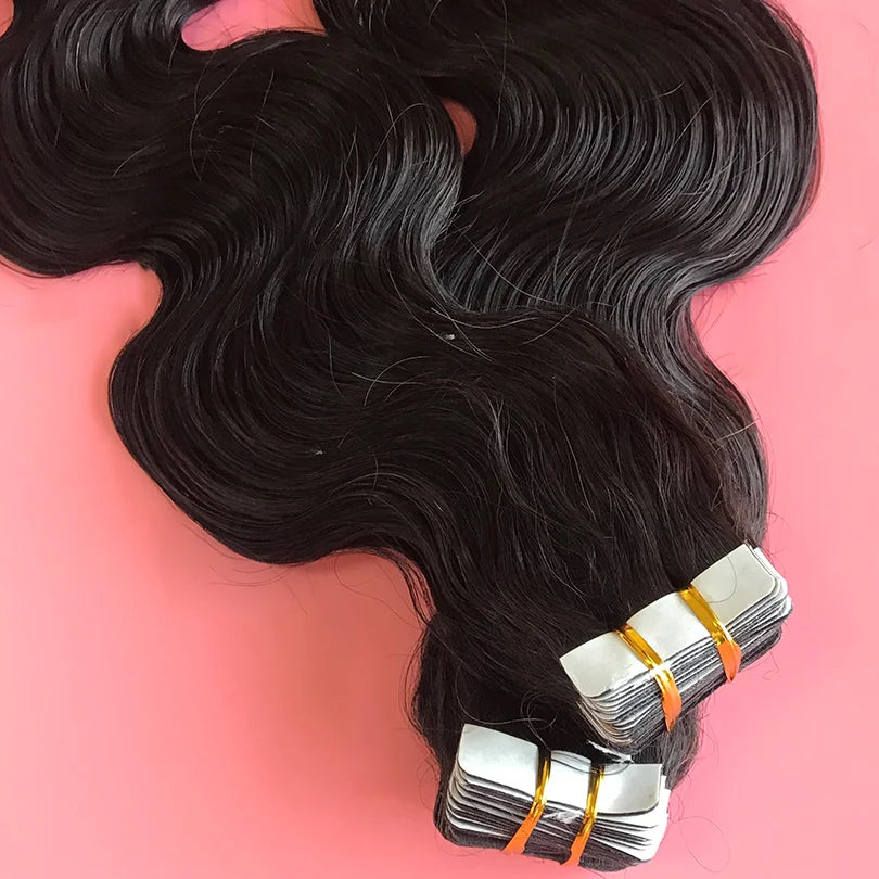 Natural Color Tape In Brazilian Human Hair Extensions