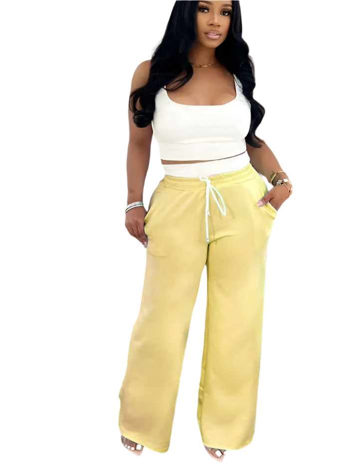 Women's Set Sleeveless Tank T-shirt and Wide Leg Pants 2025 Active Sporty Two 2 Piece Sets Outfits Tracksuit