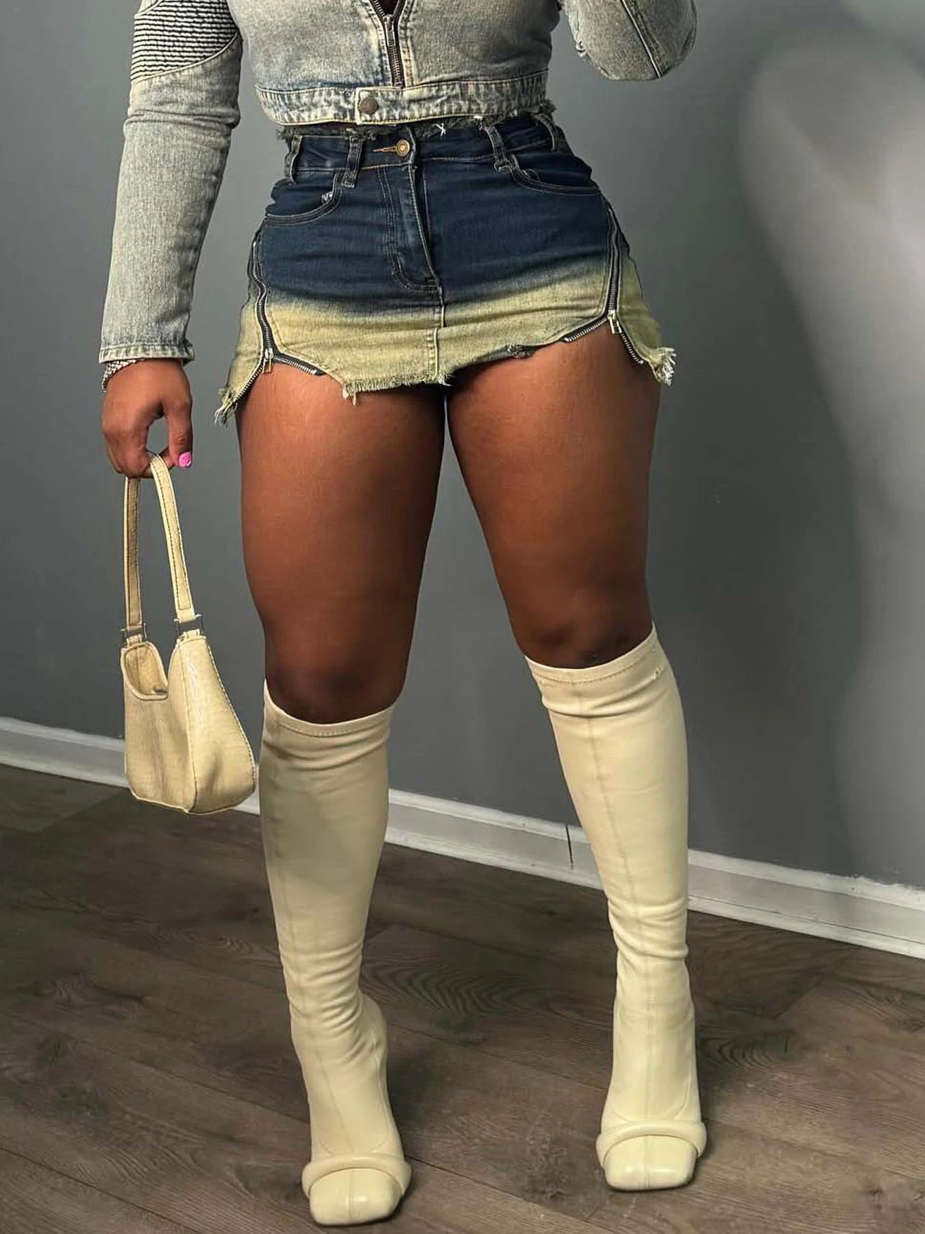 Denim Skirts Women Y2K Irregular Zip Hipster Hottie Wild Basic Streetwear