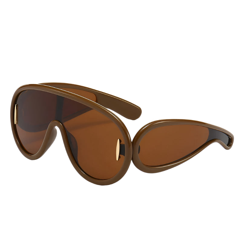 Oversized Wave Mask One-Piece Sunglasses Women Y2K Punk Sports Sun Glasses for Lady 2025 Luxury Brand Steampunk Eyewear Goggle