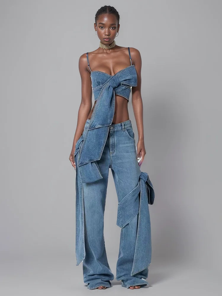 Spoken Dreams: Women Two Piece Jean Set
