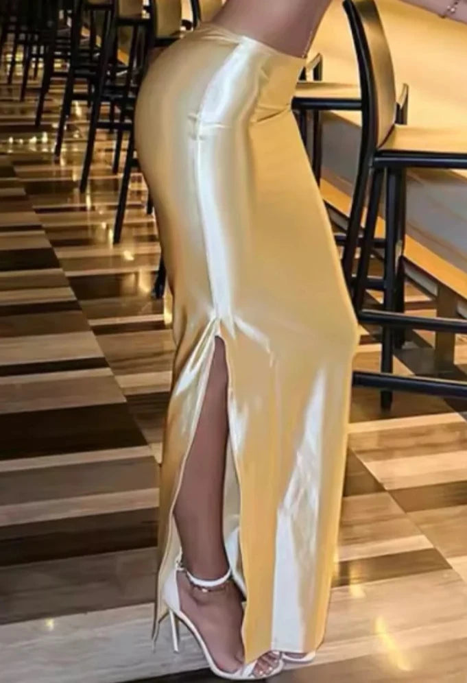 Vintage Women Satin Bodycon Long Pencil Maxi Long Skirt 2025