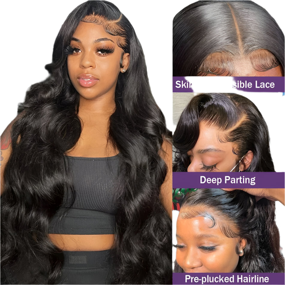 13x6 Hd Lace Frontal Wig Human Hair 30 Inch 13x4 Hd Transparent Lace Front Preplucked Black Body Wave Human Hair Wigs for Women