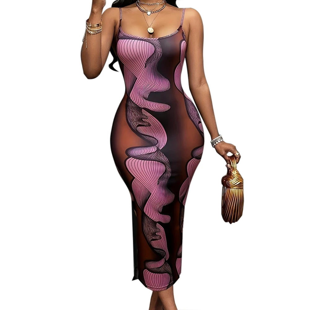 Spring and summer new model design pattern tight sexy elegant printed dress