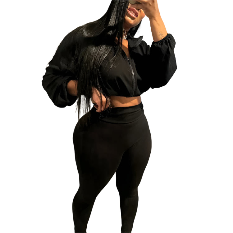 Women 2 Piece Set Casual Tracksuit Zipper Thin Drawstring Jacket+Leggings Matching Streetwear Sporty Suit