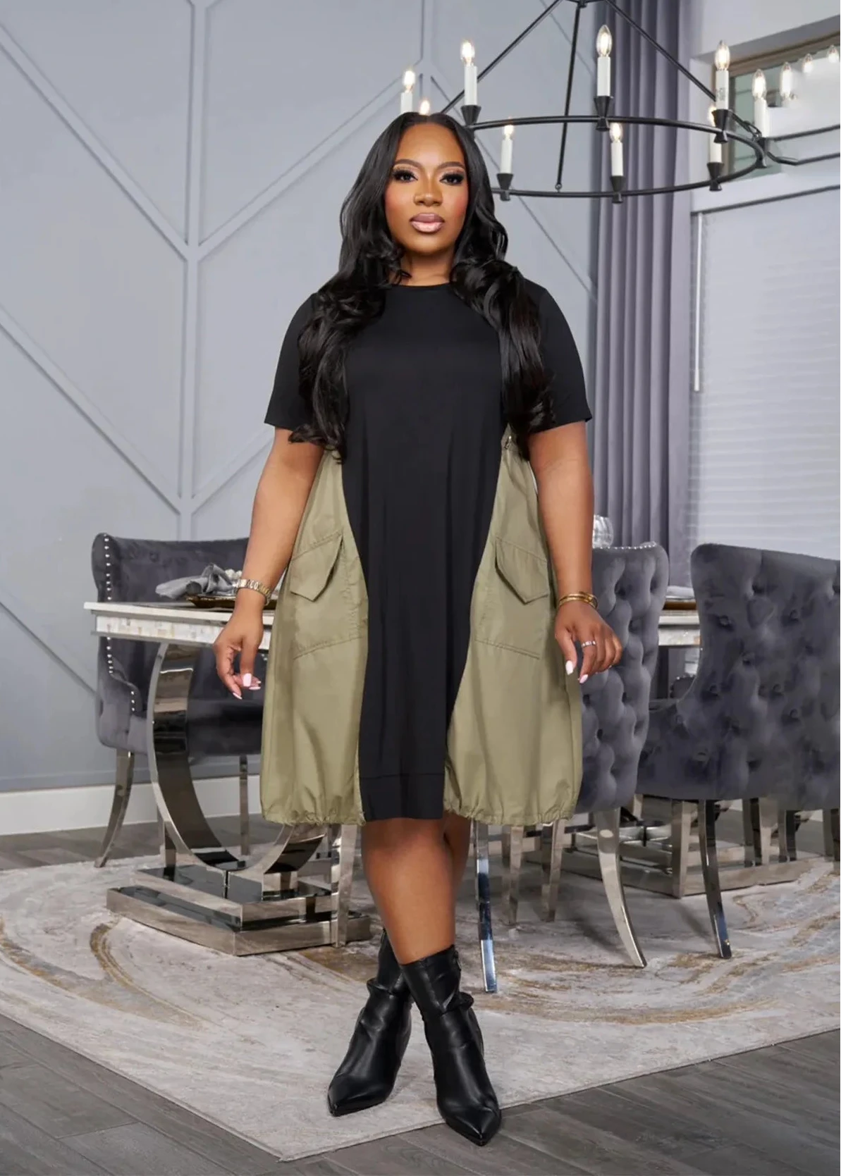 Short Sleeve Loose Plus Size Dress 2025 Summer Street Fashion T-shirt Style Patchwork Birthday Vestidos Dresses