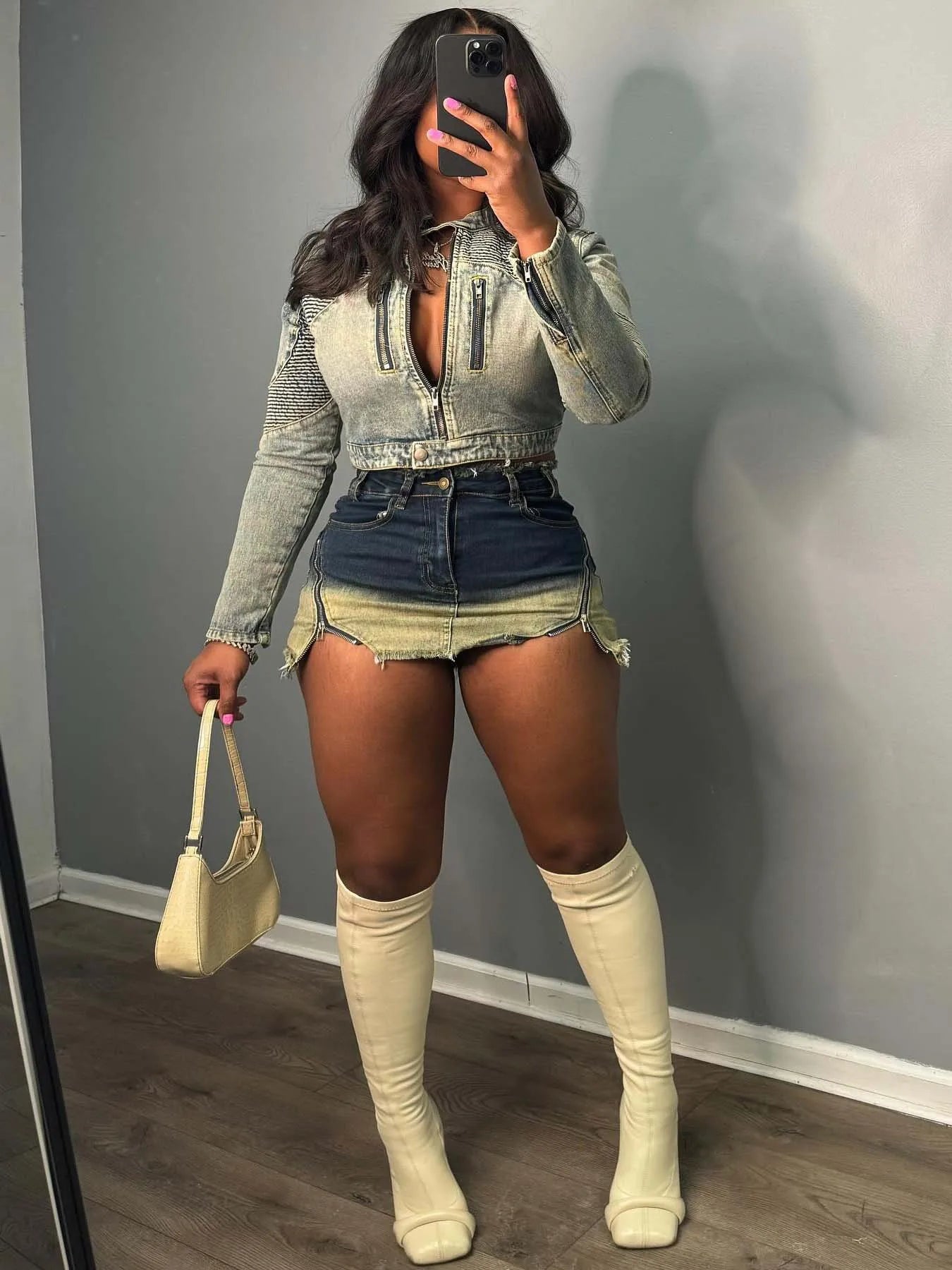 Denim Skirts Women Y2K Irregular Zip Hipster Hottie Wild Basic Streetwear