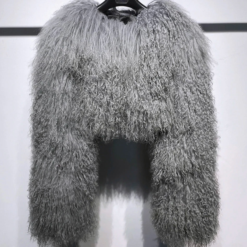 Spoken Dreams: Colorful Women's Real Sheep Fur Jacket