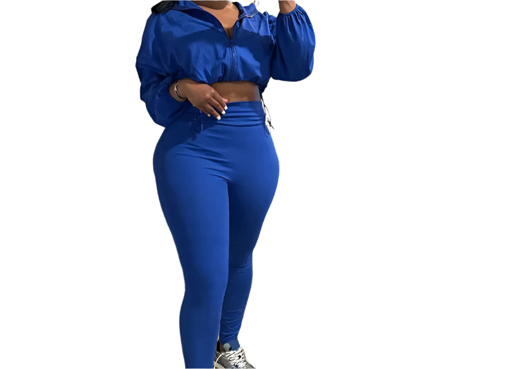 Women 2 Piece Set Casual Tracksuit Zipper Thin Drawstring Jacket+Leggings Matching Streetwear Sporty Suit