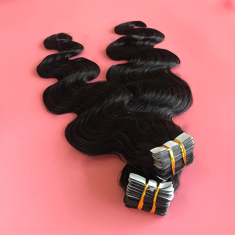 Natural Color Tape In Brazilian Human Hair Extensions