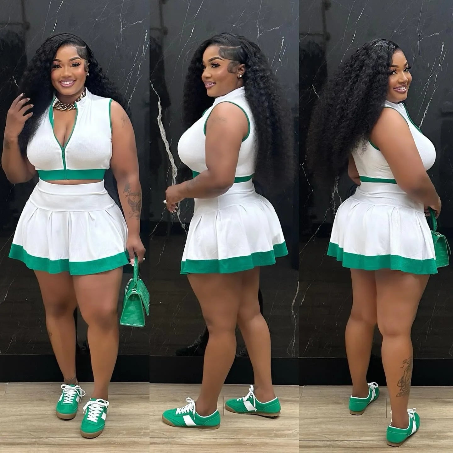 Sleeveless V-neck Vest + Pleated Skirts 2025 Summer Cute Street Beach Two 2 Piece Sets Outfits Tracksuit