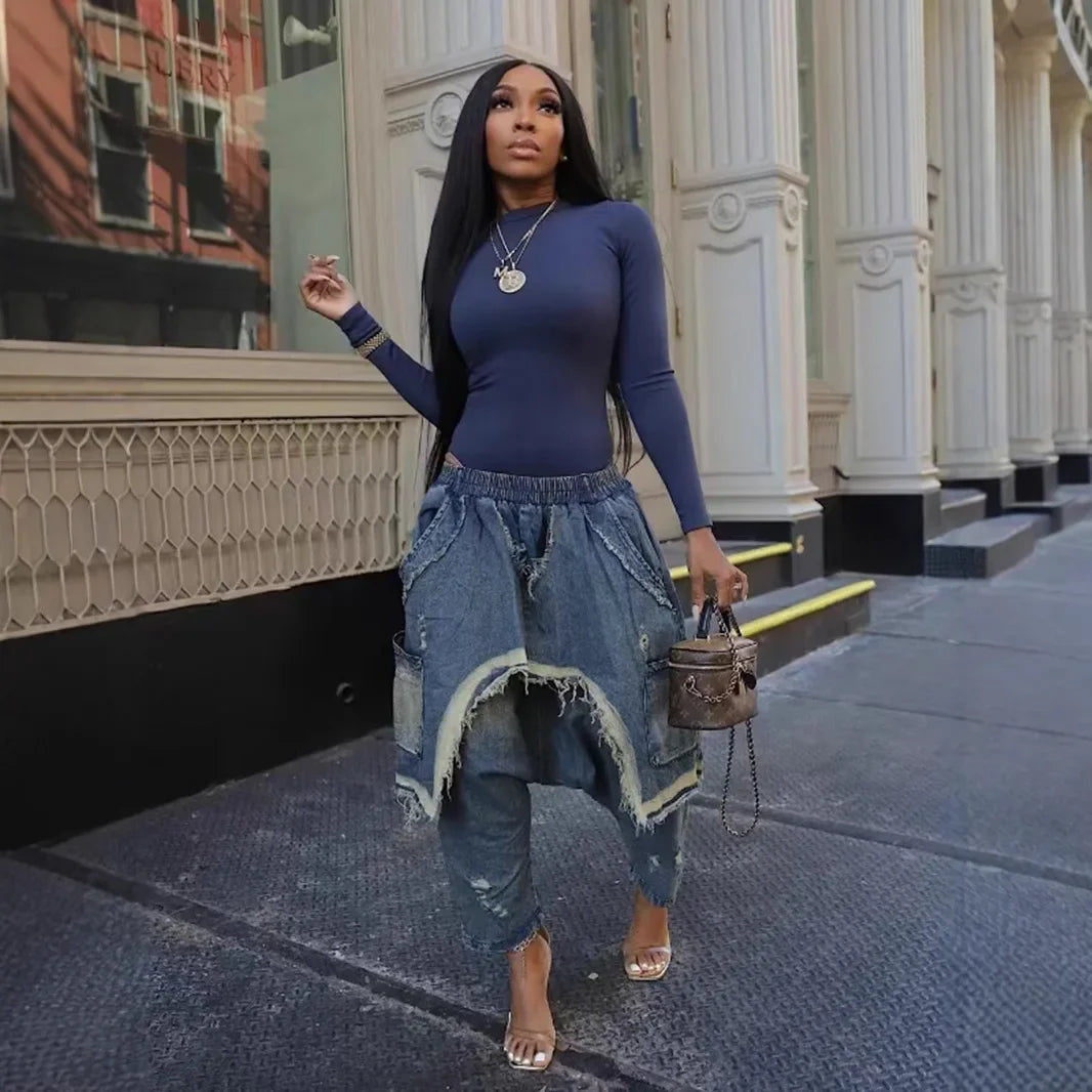 Spoken Dreams: Women's Harem Washed Denim Jeans