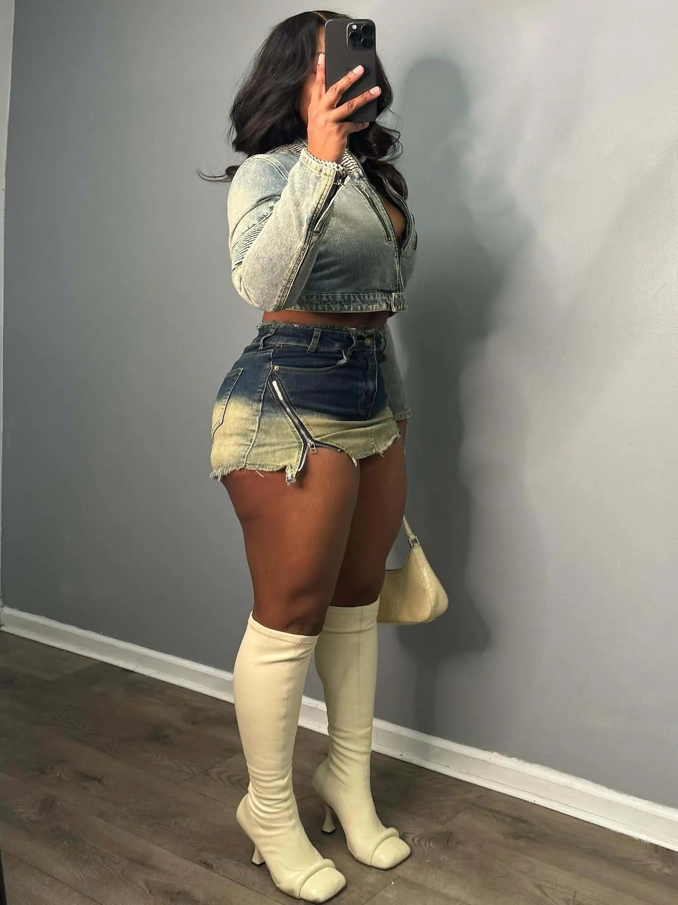 Denim Skirts Women Y2K Irregular Zip Hipster Hottie Wild Basic Streetwear