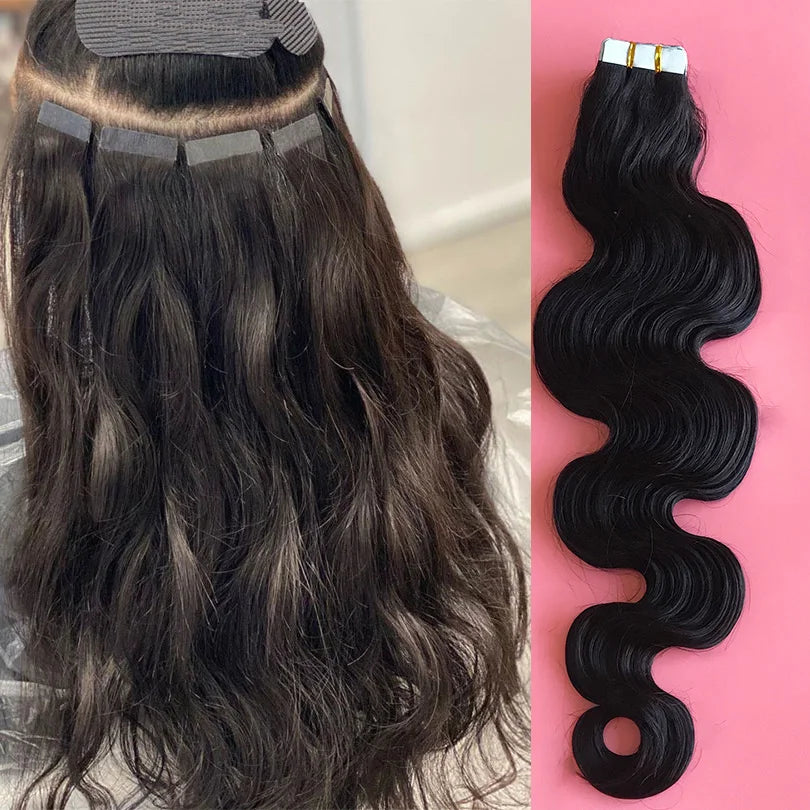 Natural Color Tape In Brazilian Human Hair Extensions