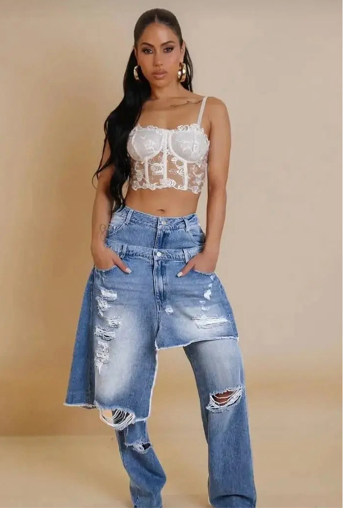 Spoken Dreams: High Waist Elegant Cargo Ripped Jeans