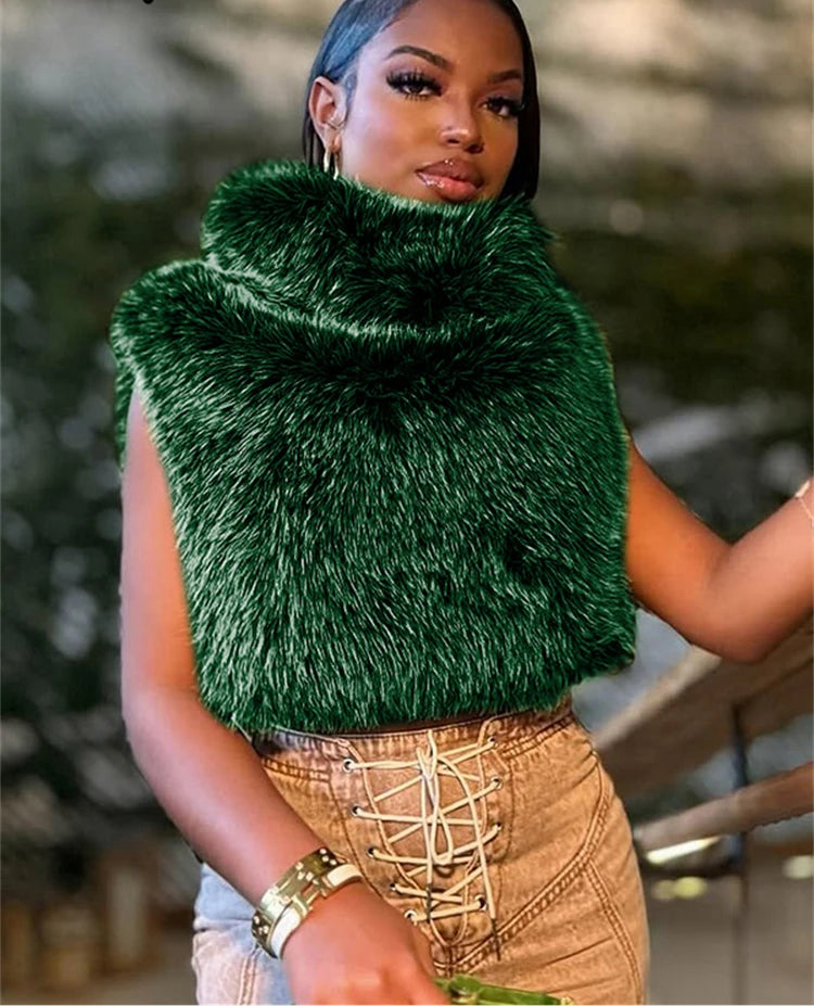 Spoken Dreams: Winter Sleeveless Faux Fur Vest Pullover