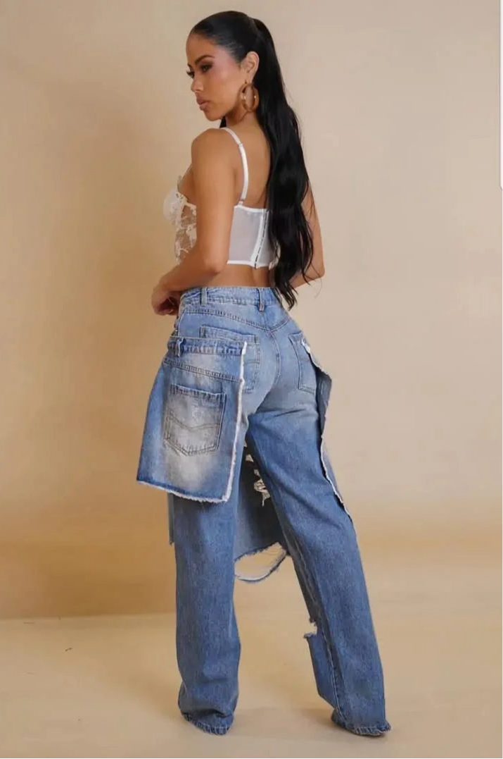 Spoken Dreams: High Waist Elegant Cargo Ripped Jeans
