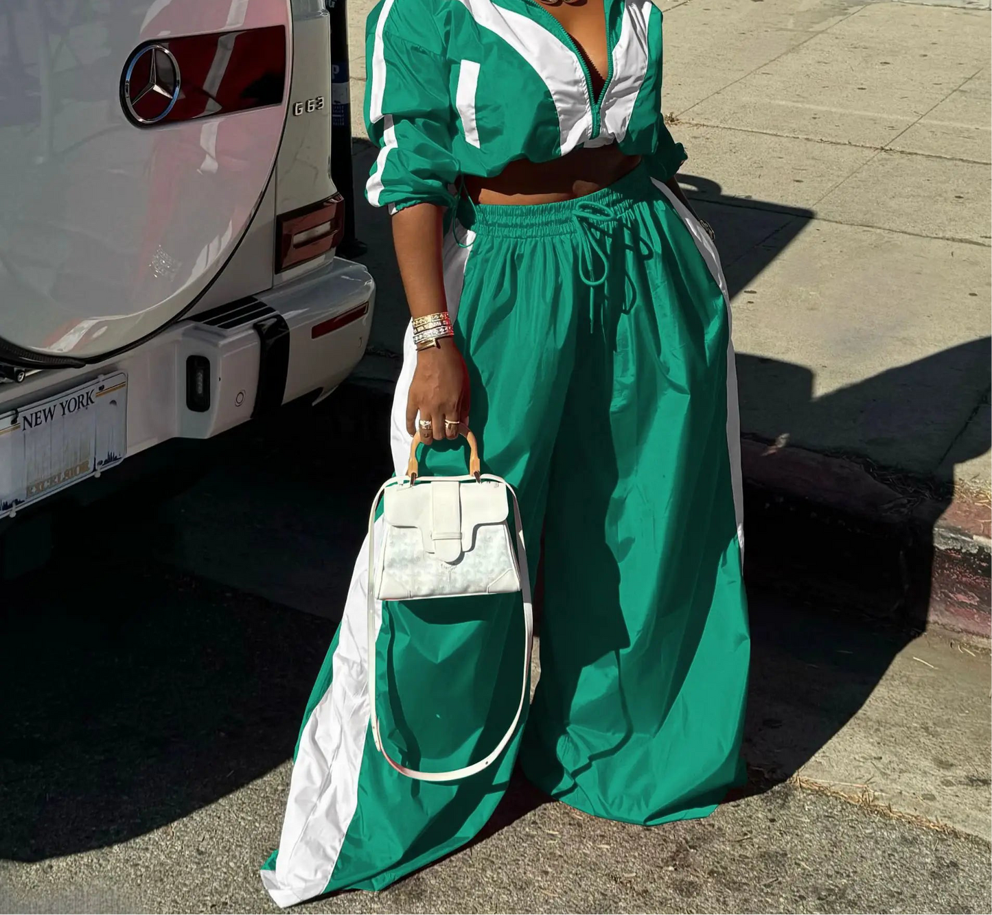 Women's Set Zipper Sweatshirt Jacket and Wide Leg Pants Suit 2025 INS Two 2 Piece Sets Outfit Tracksuit