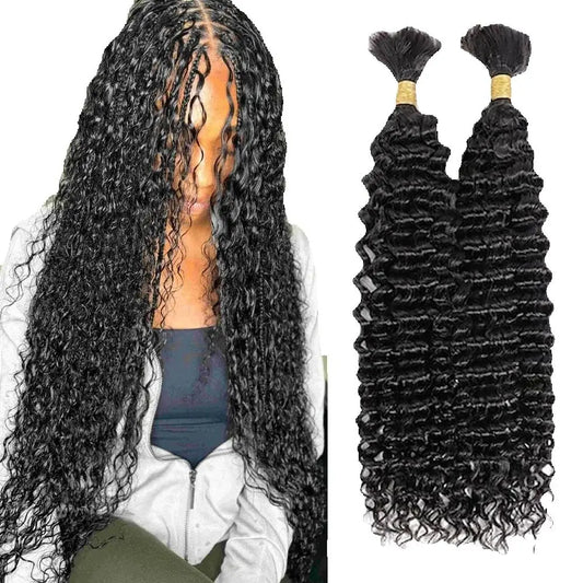 Human Braiding Hair for Boho Braids Bulk Human Hair Deep Wave For Braiding Deep Curly No Weft Brazilian Remy Hair Extensions