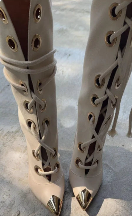 Spoken Dreams: Black Buckle Ring Lace Up Boots