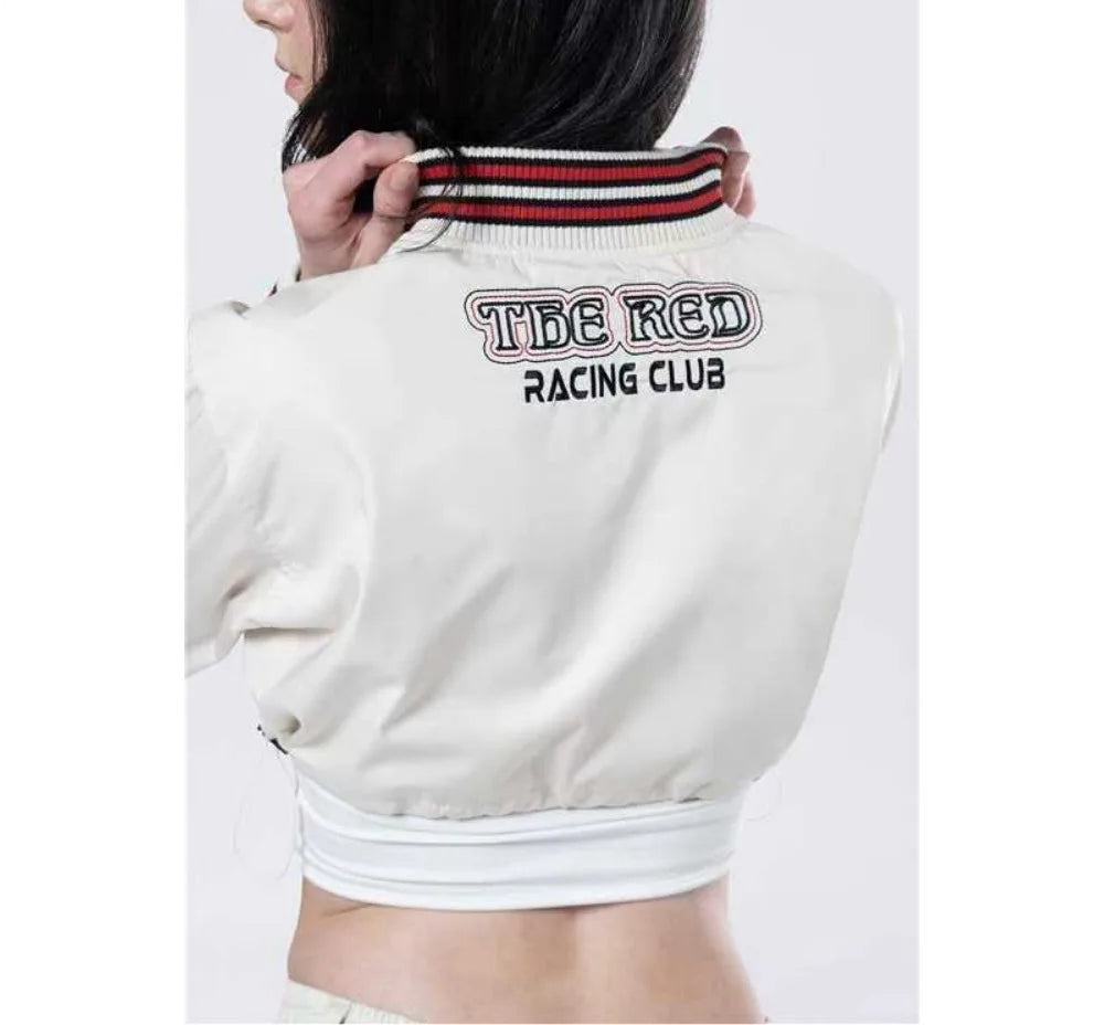 Retro Letter Print Embroidered Baseball Jackets