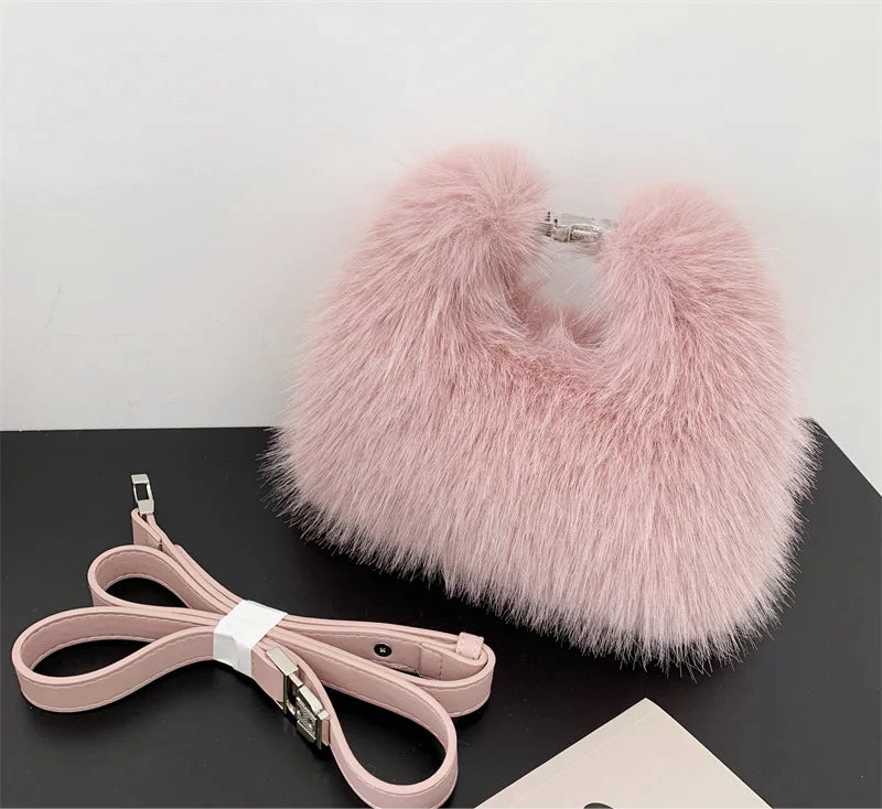 Spoken Dreams: Soft Plush Hobos Shoulder Bags Winter Fur