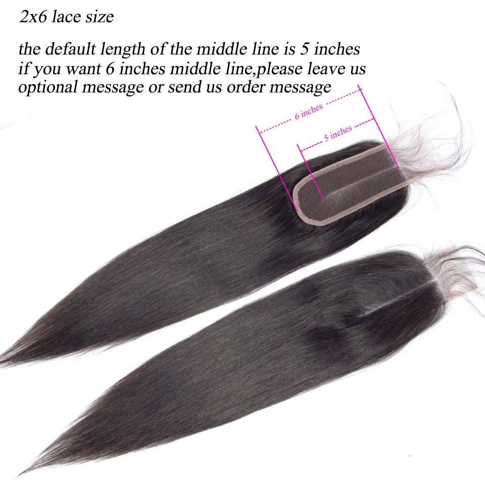 Straight Human Hair Bundles and Closure 12A Brazilian Raw Hair Bundles With 2x6 Deep Kim HD Lace Closure And Bundles