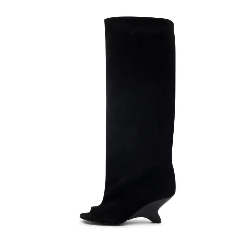 2025 Autumn Winter Unisex Leather Boots with Large Round Pointed Heel Zipper Closure Leather Lining for Europe the United States