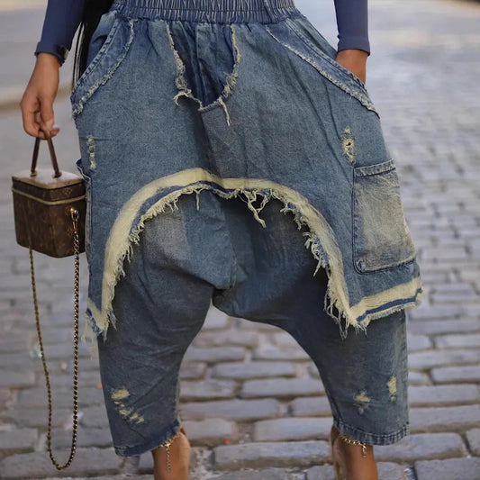 Spoken Dreams: Women's Harem Washed Denim Jeans