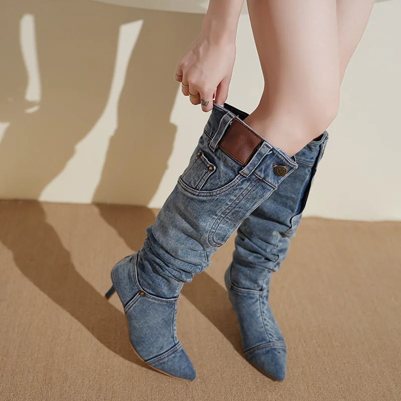 Spoken Dreams: Denim Boots High Heels