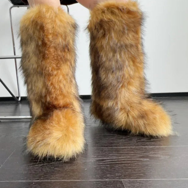 Spoken Dreams: Women's Knee High Fuzzy Faux Fur Boots