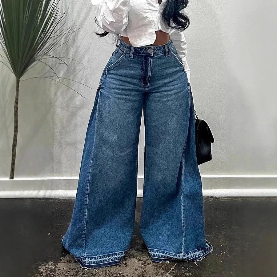 Spoken Dreams: Low Waist Wide Leg Denim Jeans