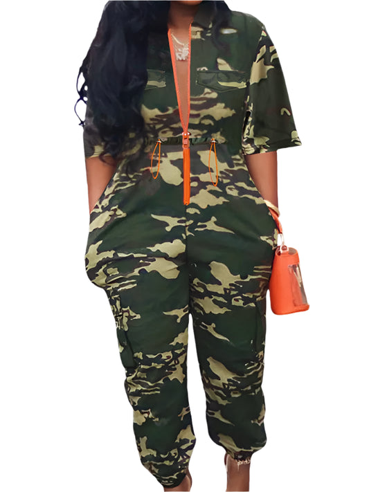 Jumpsuit Women Camouflage Cargo Pants