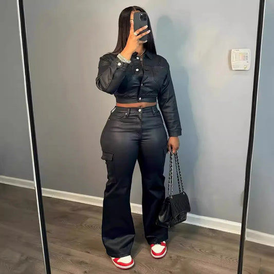 Spoken Dreams: Leather Casual Two Piece Set