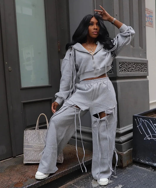 Spoken Dreams: Long Sleeve Hooded Zipper Sweatshirt and Jogger Pants  Outfits